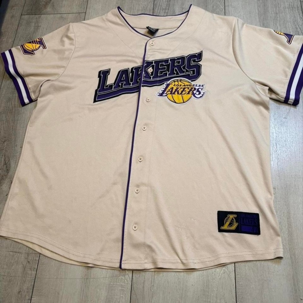 Los Angeles Lakers‎ white baseball jersey Men's Size XXL